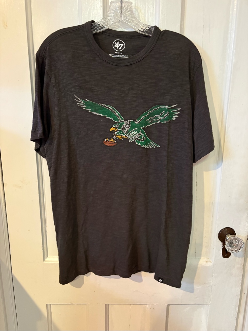 47 Men's Charcoal Eagles Tee with Green Eagle Graphic